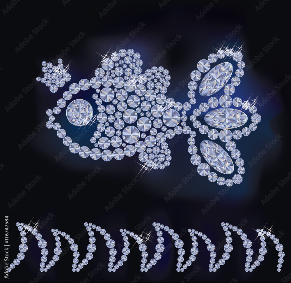 Diamond magic fish wallpaper, vector illustration Diamond magic fish wallpaper, vector illustration