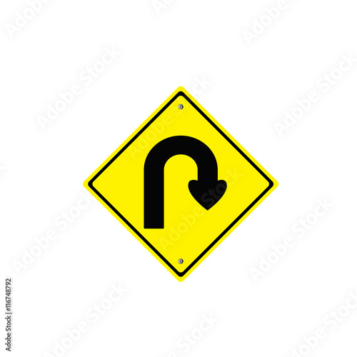 Free Download Traffic sign . U Turn yellow - GFXLoad