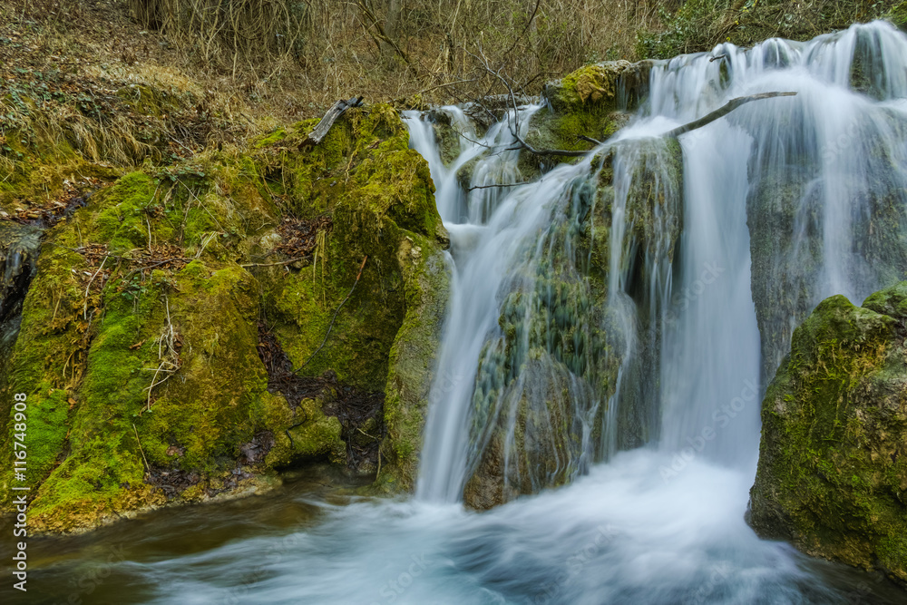 Deep forest Waterfall near village of Bachkovo, Plovdiv region, Bulgaria