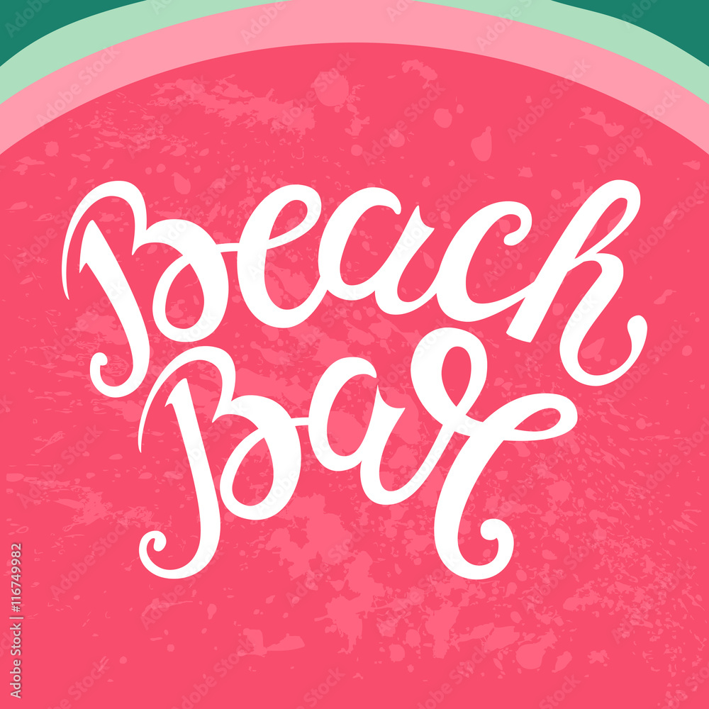 Obraz premium Vector print with watermelon and lettering. The inscription, lettering 