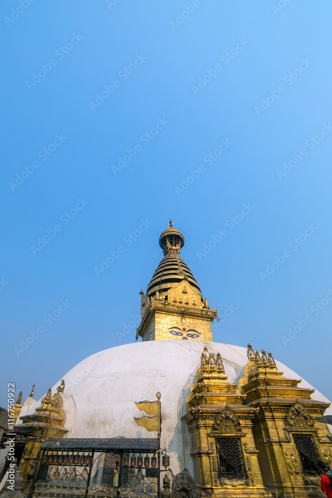 Swayambhunath Buddhist stupa in Kathmandu, Nepal
