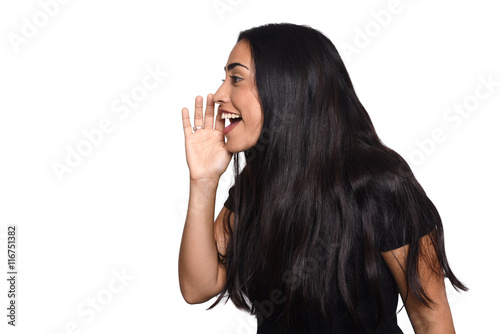 Young woman shouting and screaming photo