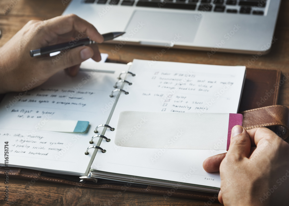 Agenda Writing Notebook Workplace Concept Agenda Writing Notebook Workplace Concept