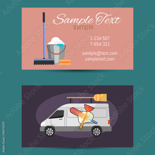 Business card template of cleaning service vector illustration