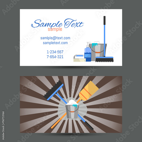 Business card template of cleaning service vector illustration