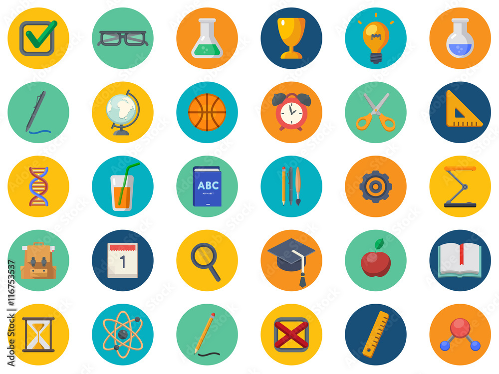Back to school vector icon set. Concept icons of education and learning. Knowledge sign.