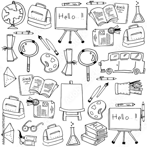 School supplies tools doodles