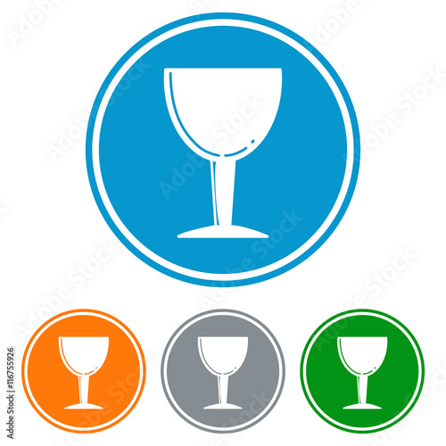 Flat chalice glass for beer icons set vector