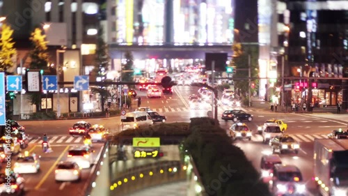 Time Lapse of the busy traffic of Ginza. photo