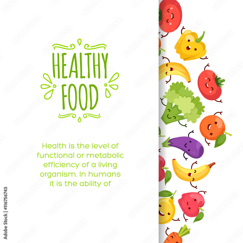 Fototapeta premium Healty food cartoon representing