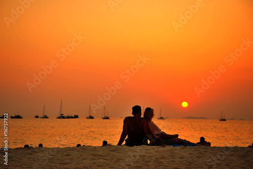 Love Couple on Sunset Beach