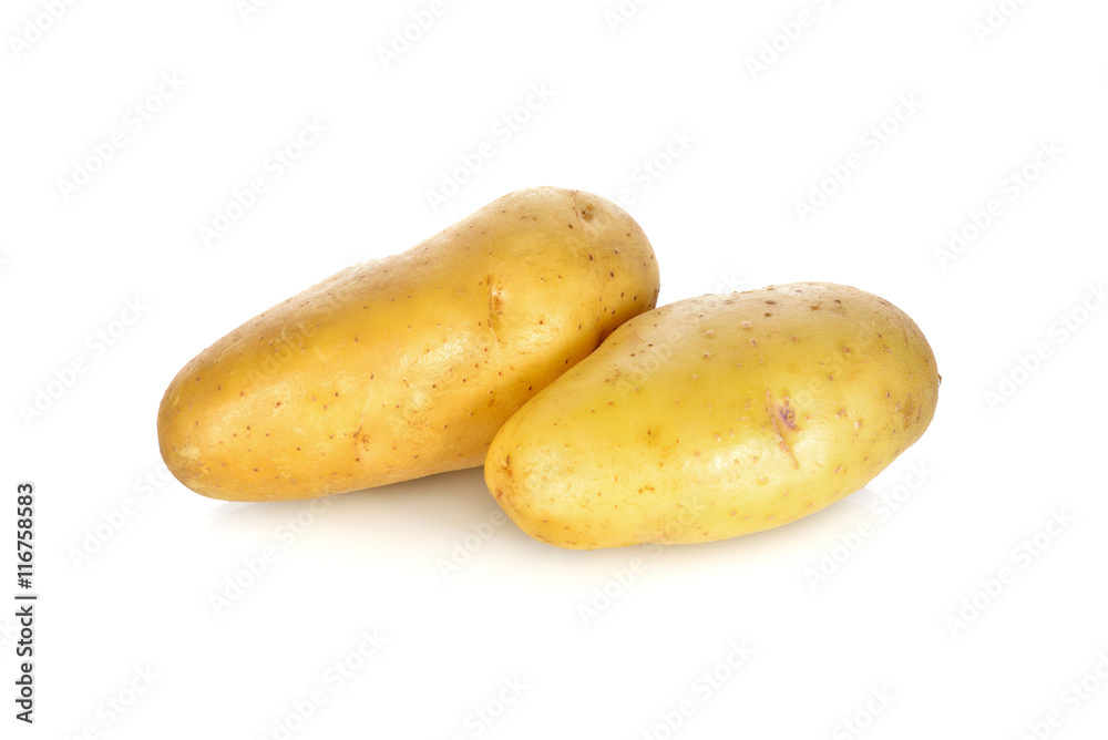 whole unpeeled fresh potato on white background whole unpeeled fresh potato on white background