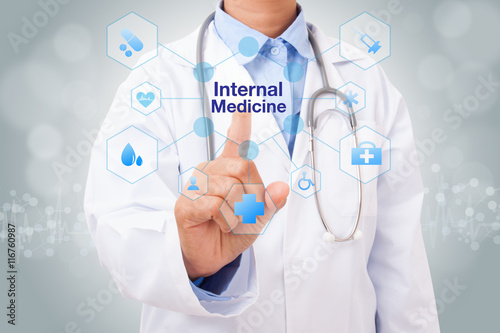 Doctor hand touching Internal Medicine sign on virtual screen. medical concept