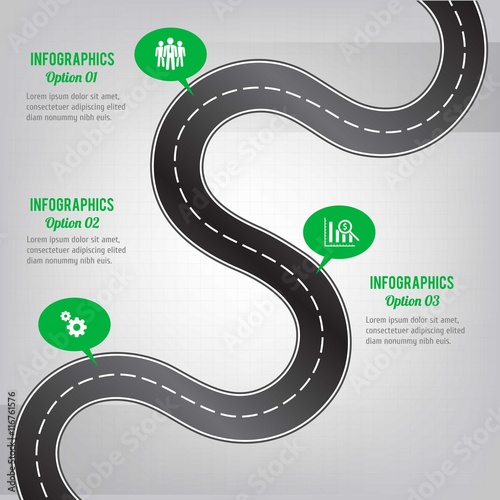Winding road infography 