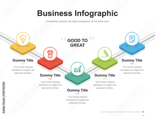 Flat business presentation vector slide template with diagram chart