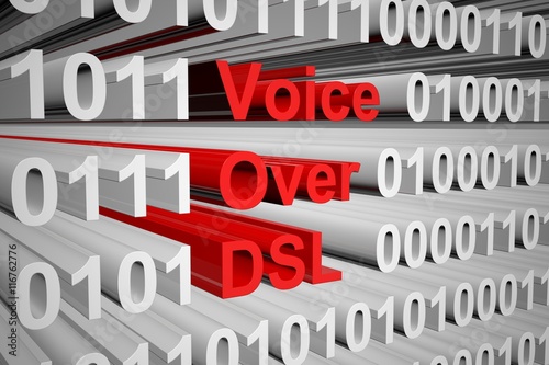 Voice over DSL in the form of binary code, 3D illustration photo