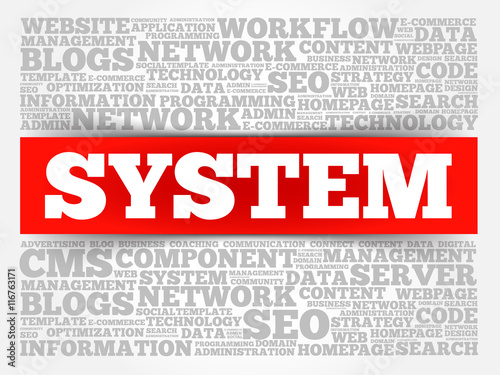 SYSTEM word cloud collage, business concept background