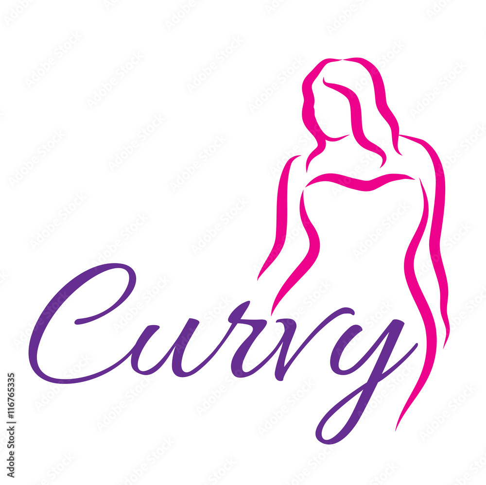 Logo plus size woman. Curvy woman symbol, logo. Vector illustration Logo plus size woman. Curvy woman symbol, logo. Vector illustration