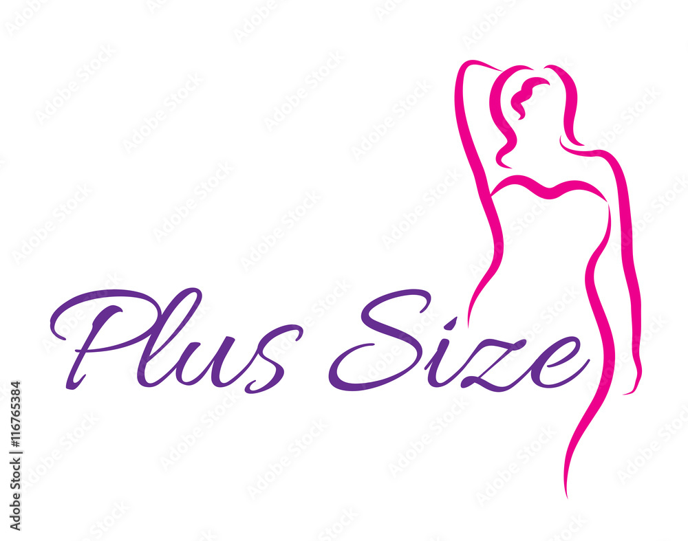 Logo plus size woman. Curvy woman symbol, logo. Vector illustration Logo plus size woman. Curvy woman symbol, logo. Vector illustration