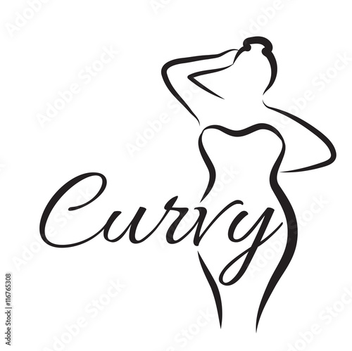 Logo plus size woman. Curvy woman symbol, logo. Vector illustration