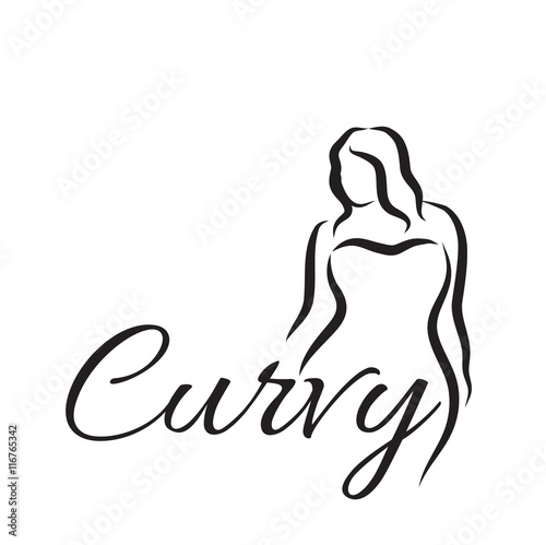 Logo plus size woman. Curvy woman symbol, logo. Vector illustration