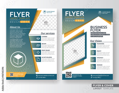 Multipurpose corporate business flyer layout template design. Suitable for leaflet, flyer, brochure, book cover and annual report. Layout in A4 size with bleeds.