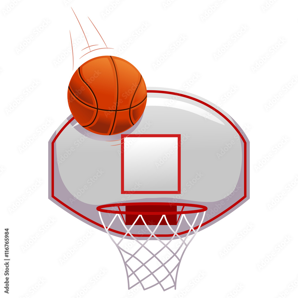 Vector Illustration of Basketball shot on Ring