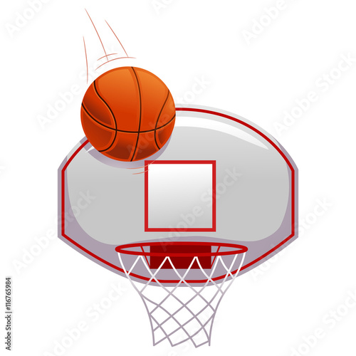 Vector Illustration of Basketball shot on Ring
