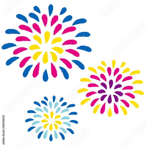 Vector illustration of fireworks on white background