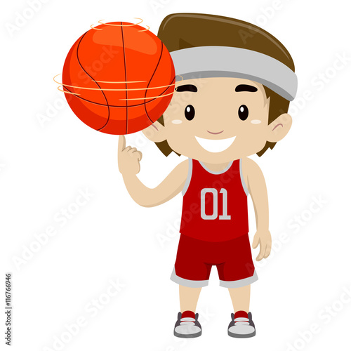 Vector Illustration of a Boy spinning the ball