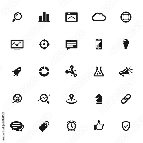 Marketing analytics seo icons buttons set