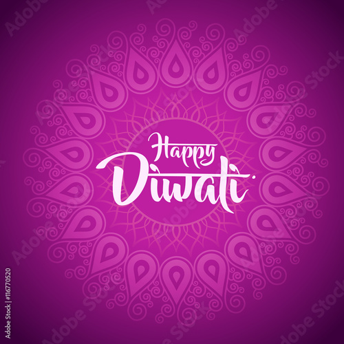 happy diwali with ornament of henna