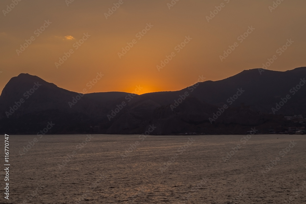 Sunset over the Crimean mountains