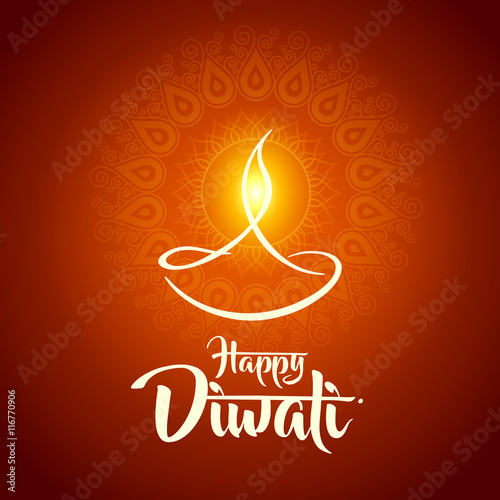 happy diwali diya oil lamp design