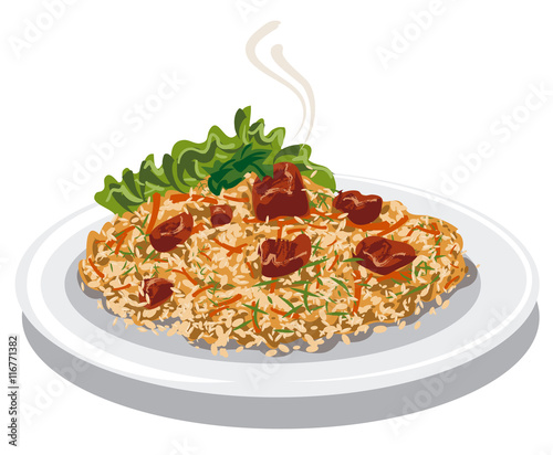 hot pilaf with rice