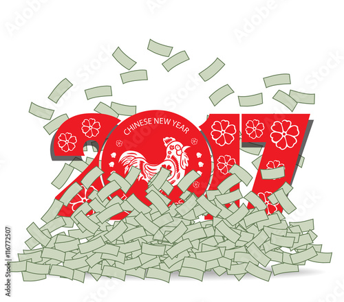 Happy new year 2017. Successful Business Man Mountain Money