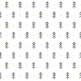 Simple vector seamless pattern with outline trees. Perfect for wrapping paper or fabric and textile design.