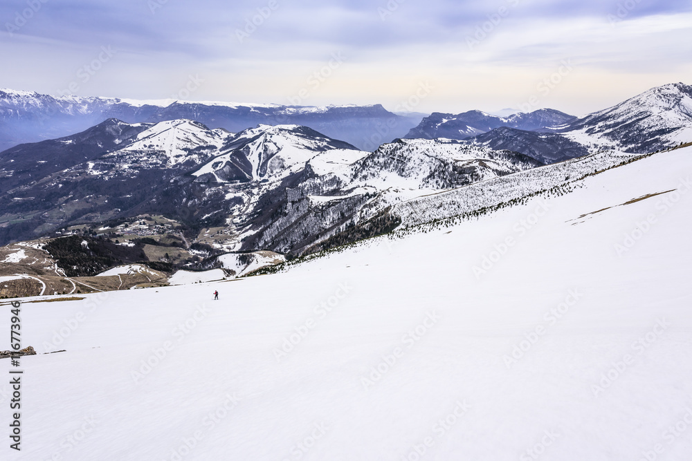 Snow slope at Monte Altissimo, Garda Mountains, Italy