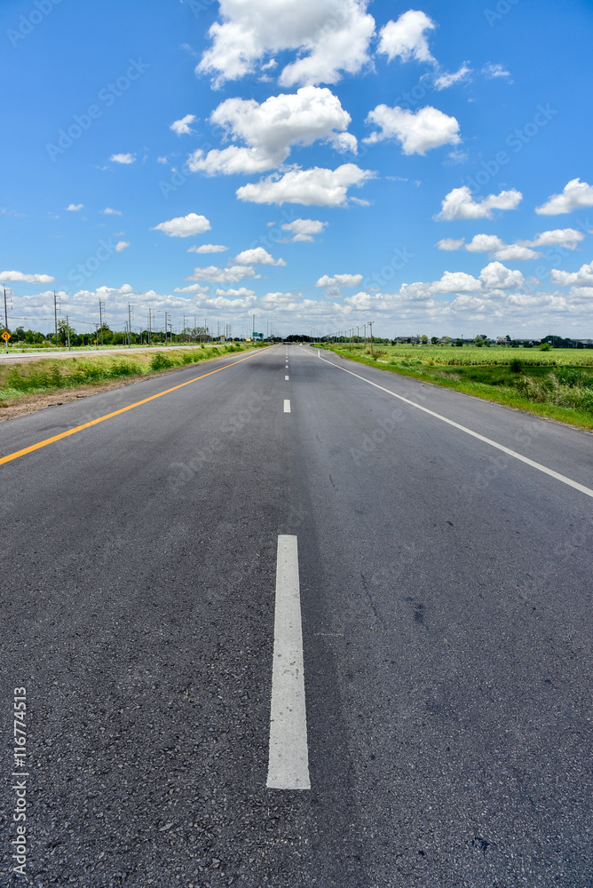 asphalt road with Blue sky