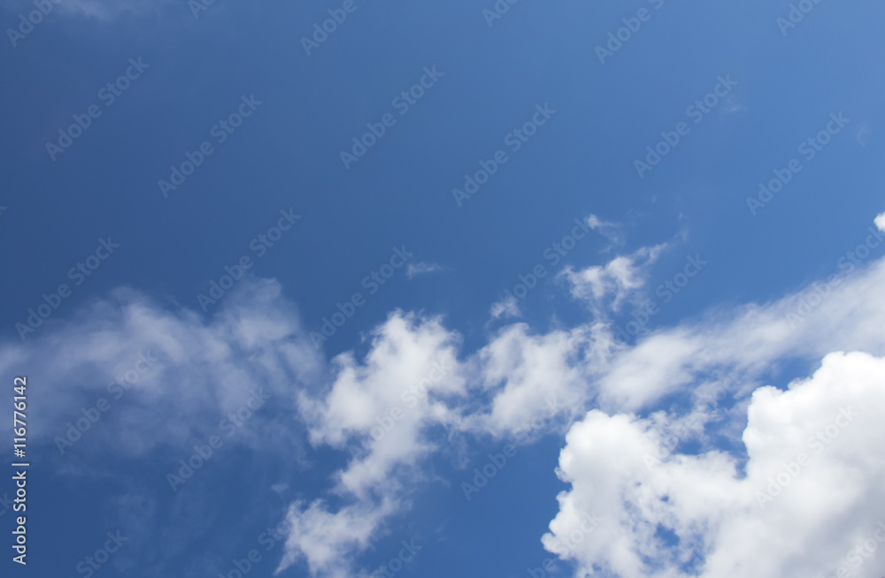 White clouds in a dark blue sky in Europe
