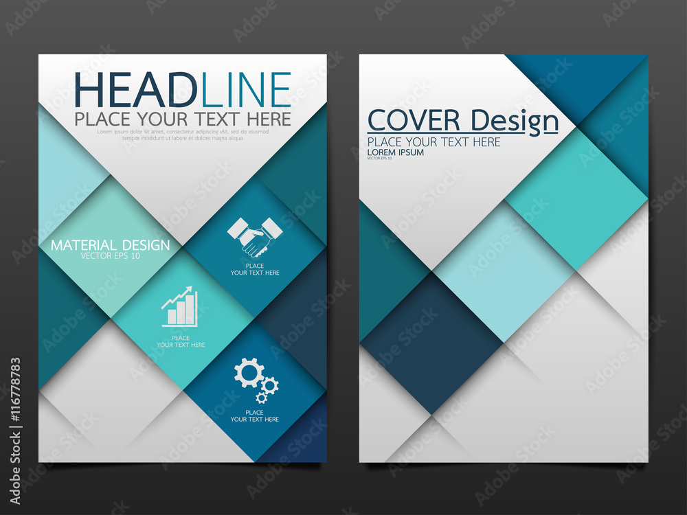 Fototapeta premium Blue business annual report brochure flyer design template vector, Leaflet cover presentation abstract geometric background, modern publication poster magazine, layout in A4 size