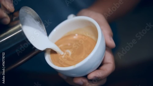 coffee latte art making by barista