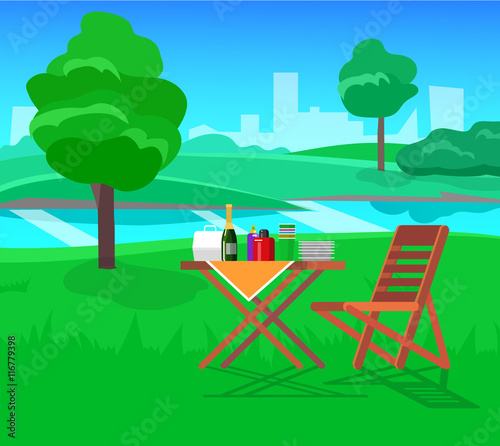 Family picnic. Bbq party. Food and barbeque