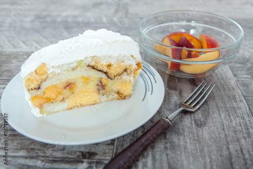 Sweet cream nectarine cake