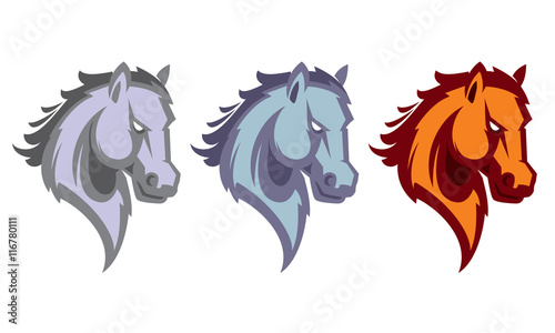 Mustang sport mascot. Horse head logotype. Label. Emblem