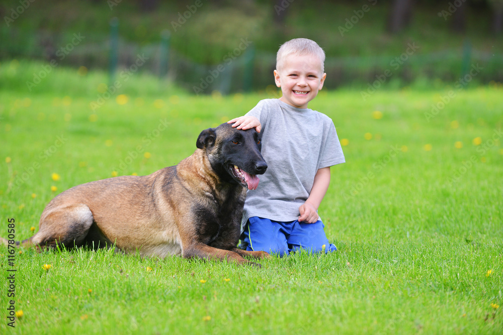  boy  with dog