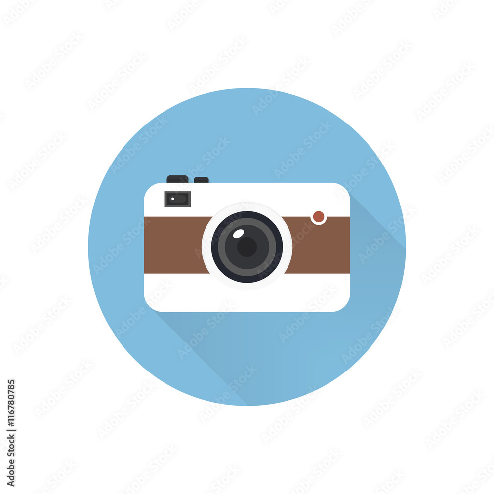 Flat style with long shadows, camera vector icon illustration. Flat style with long shadows, camera vector icon illustration.