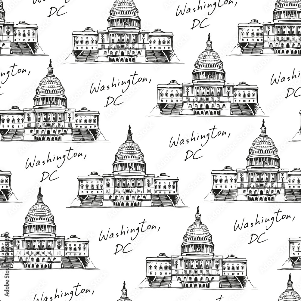 United States Capitol Building (Capitol Hill) seamless pattern