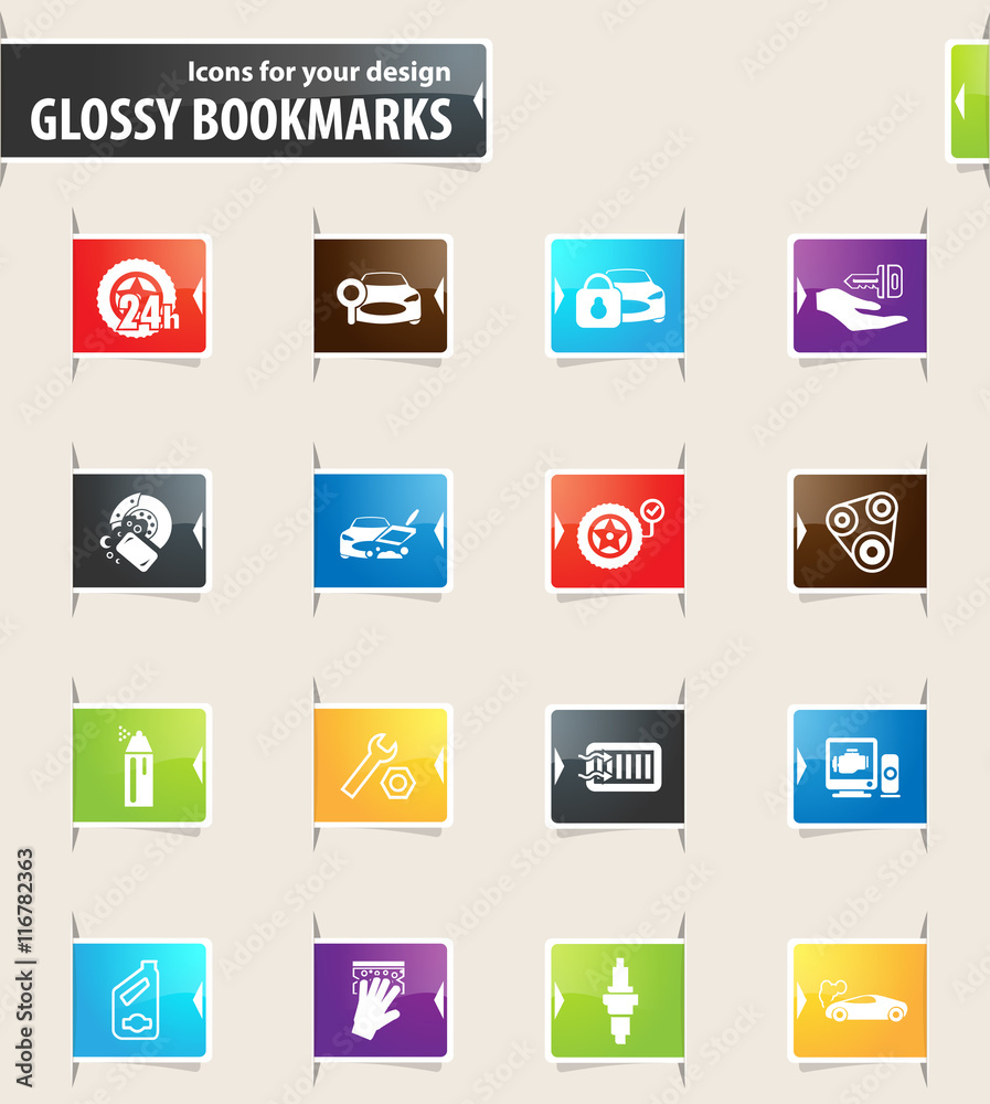 Car shop icons set Car shop icons set