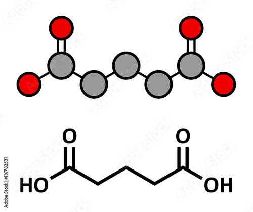 Glutaric acid molecule. Organic dicarboxylic acid.